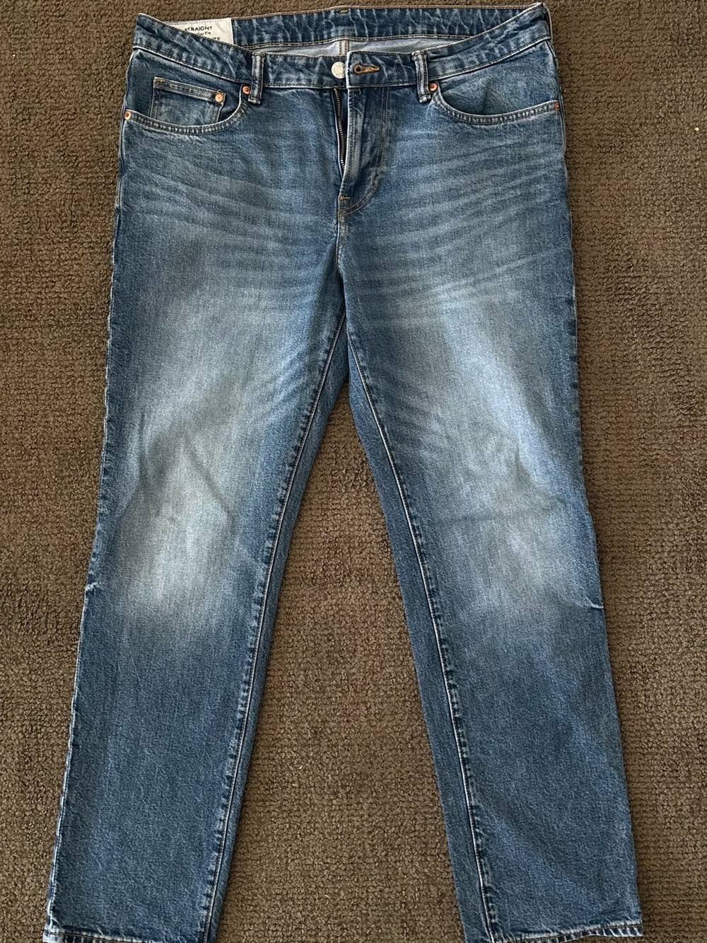 H&M Men's Washed Blue Slim Straight Jeans